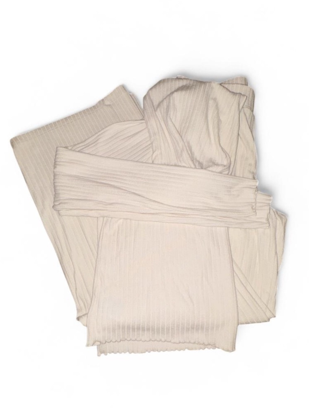 American Eagle AE Small Cream Ribbed Two-Piece Lounge Set - Picture 2 of 7